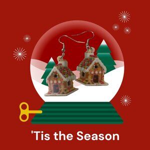 Acrylic Gingerbread House Earrings.